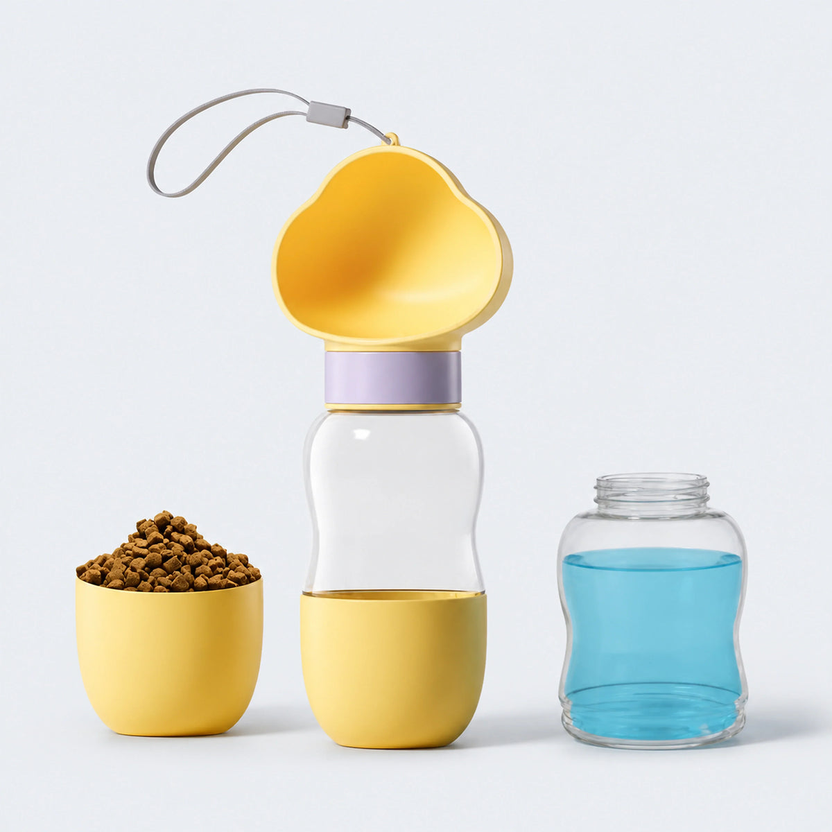 2-in-1 Travel Pet Water Bottle & Food Container – 12 + 7 oz