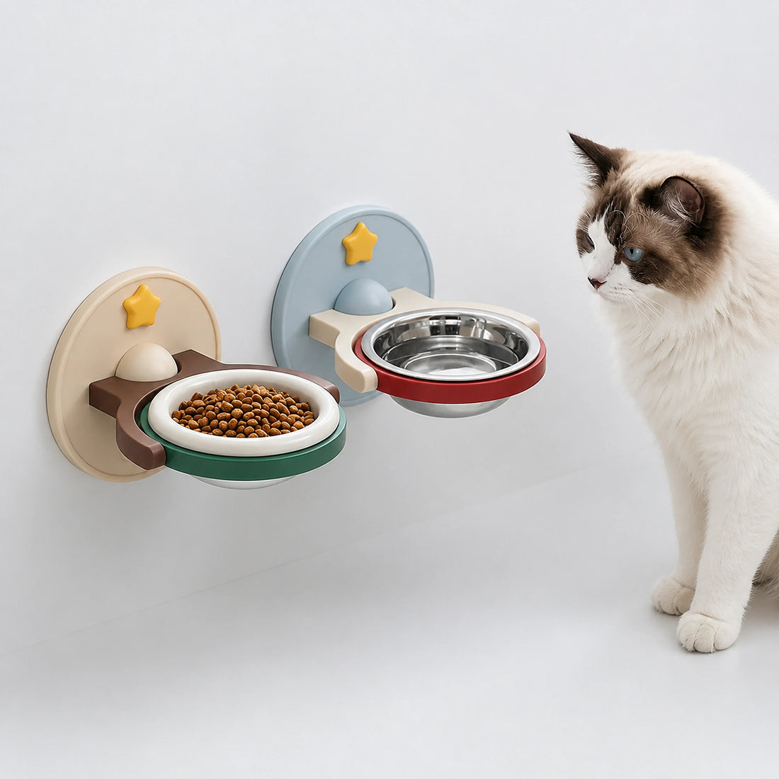 2-in-1 Wall-Mounted Elevated Cat Bowl