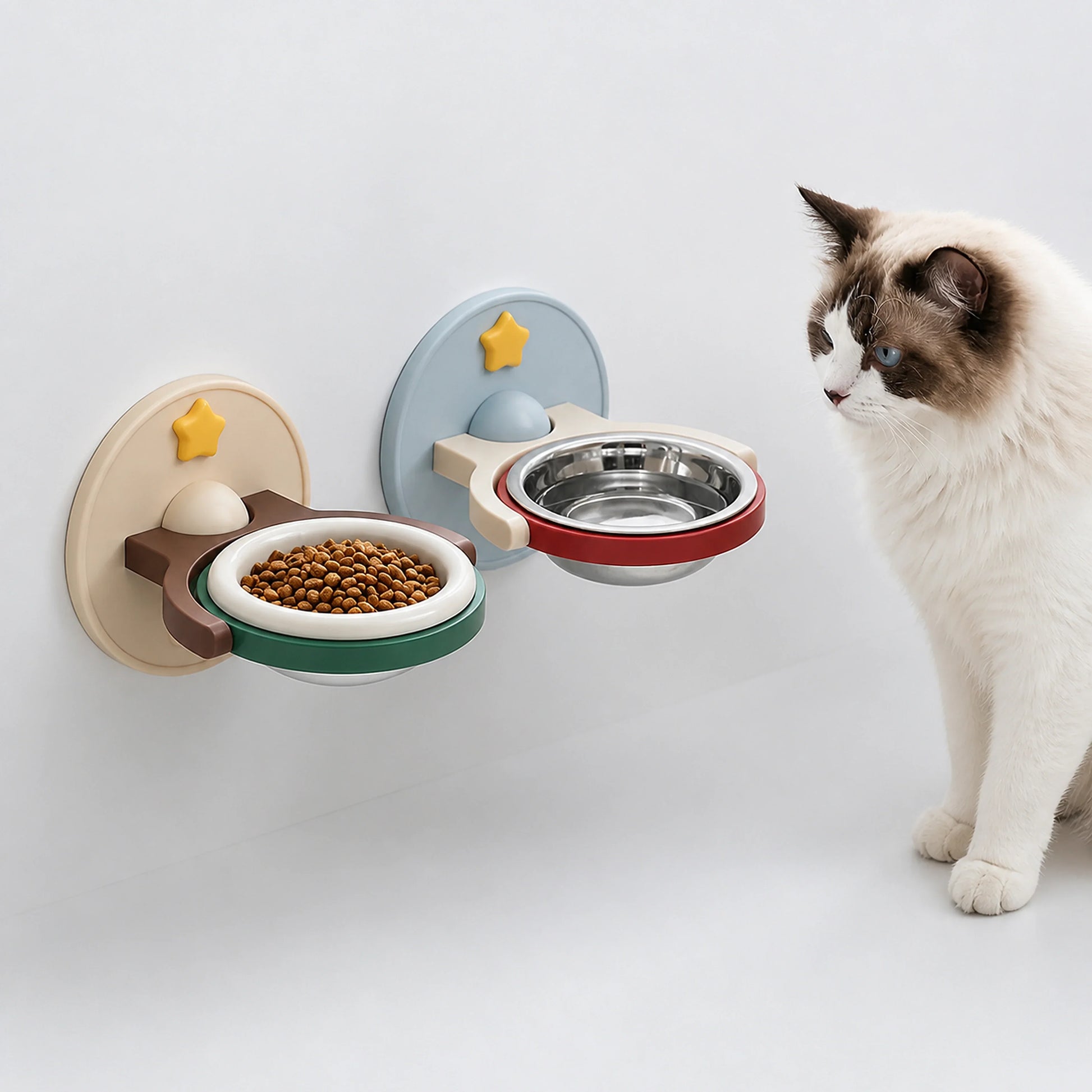 2-in-1 Wall-Mounted Elevated Cat Bowl