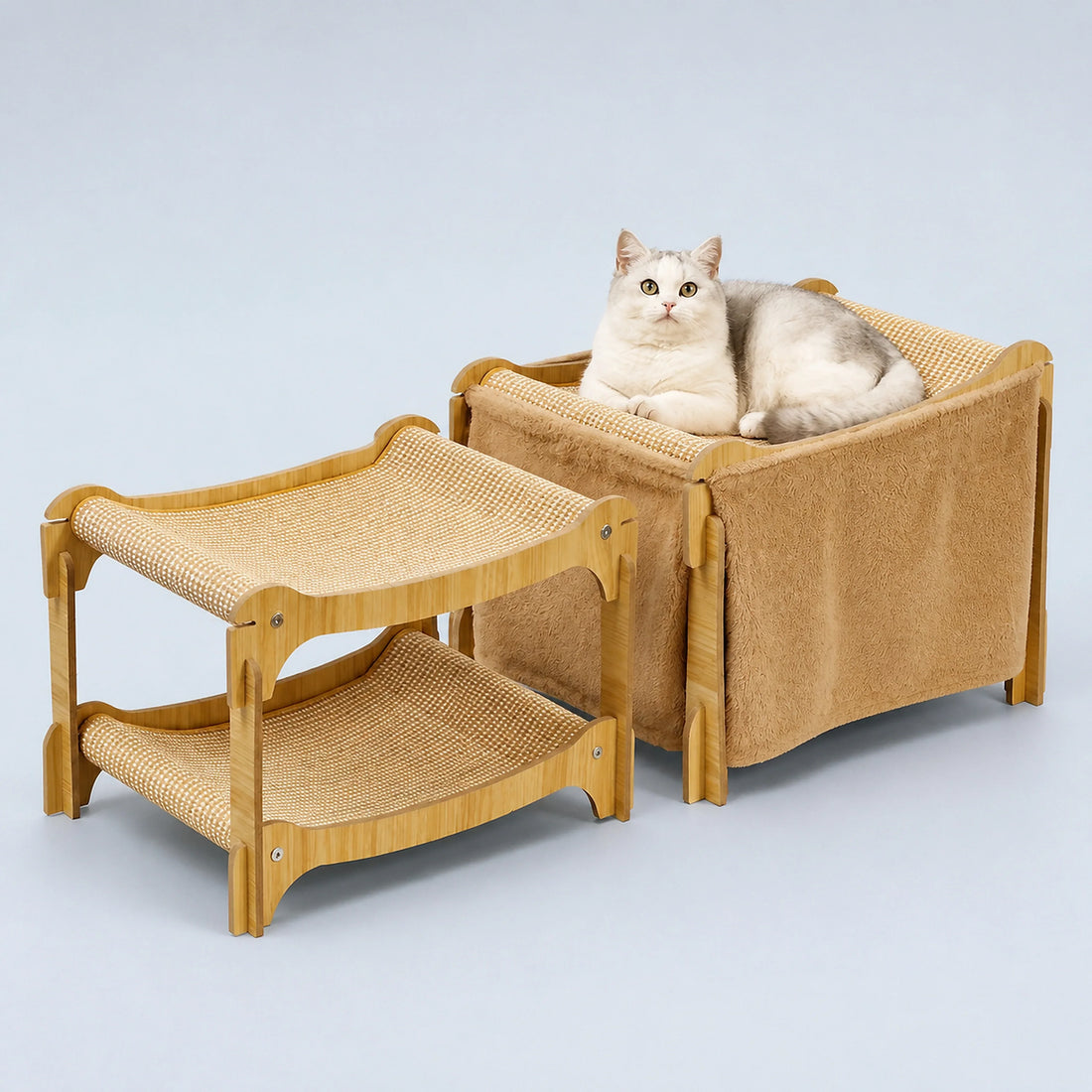 2-Tier Cat Hammock Bed with Optional Door Curtain