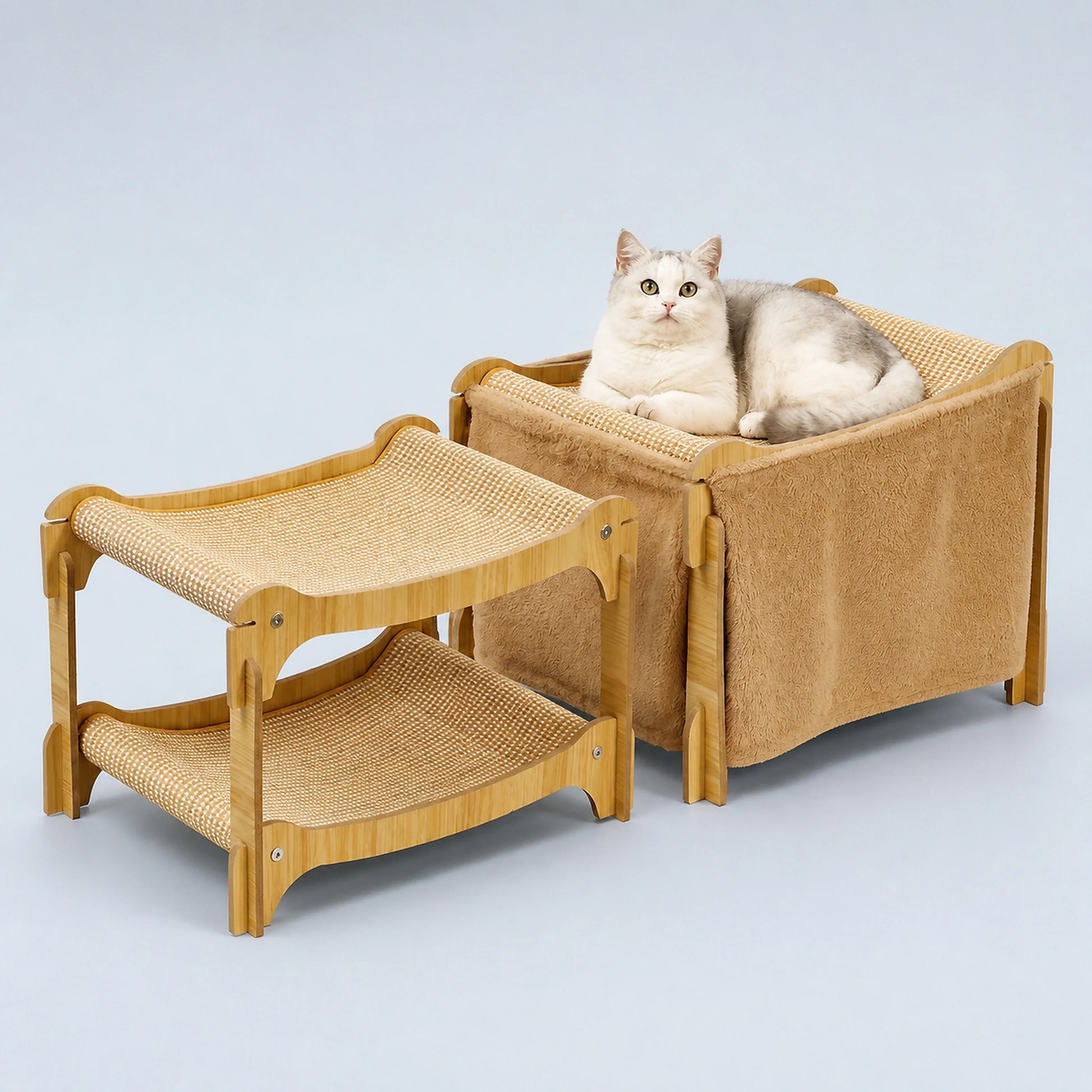 2-Tier Cat Hammock Bed with Optional Door Curtain