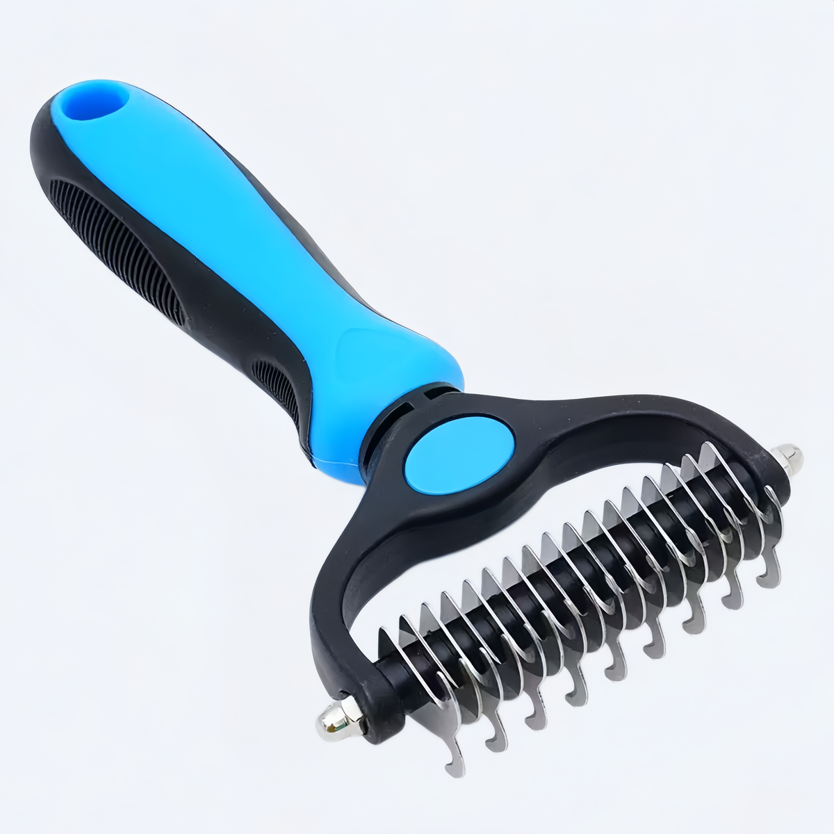 Dual Sided Pet Dematting Deshedding Comb, Non-Slip Ergonomic Grooming Brush