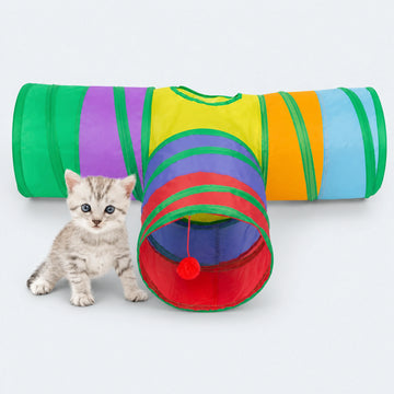 3-Way Collapsible Cat Tunnel with Play Ball – 7 Styles