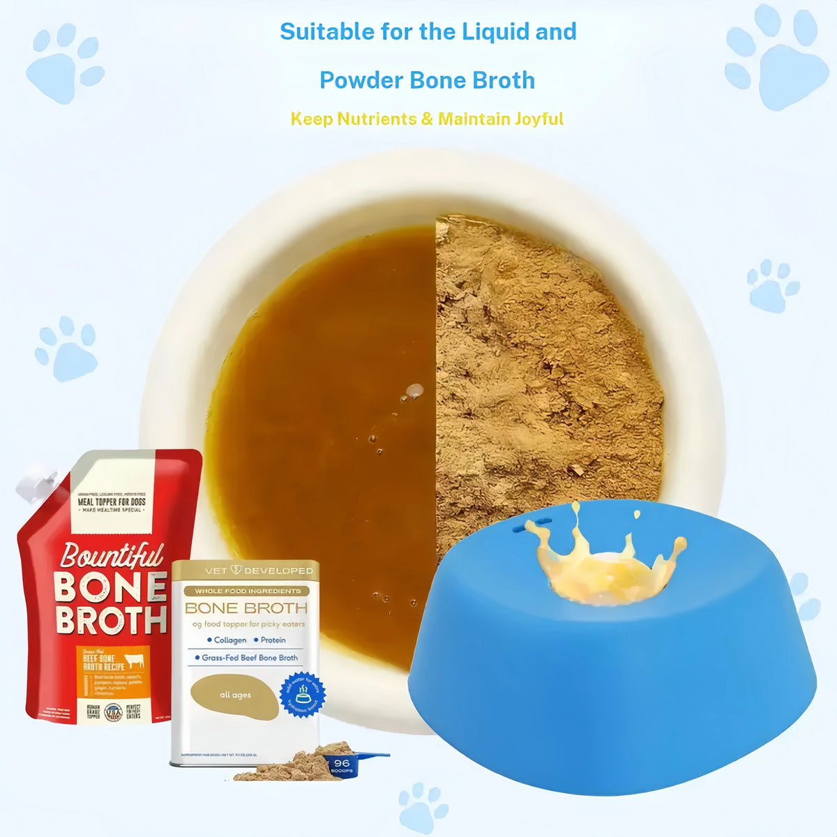 Built-in Rolling Ball Slow Feeder Dog Liquid Treat Bowl, Food Grade Portable Pet Water Snack Bowl