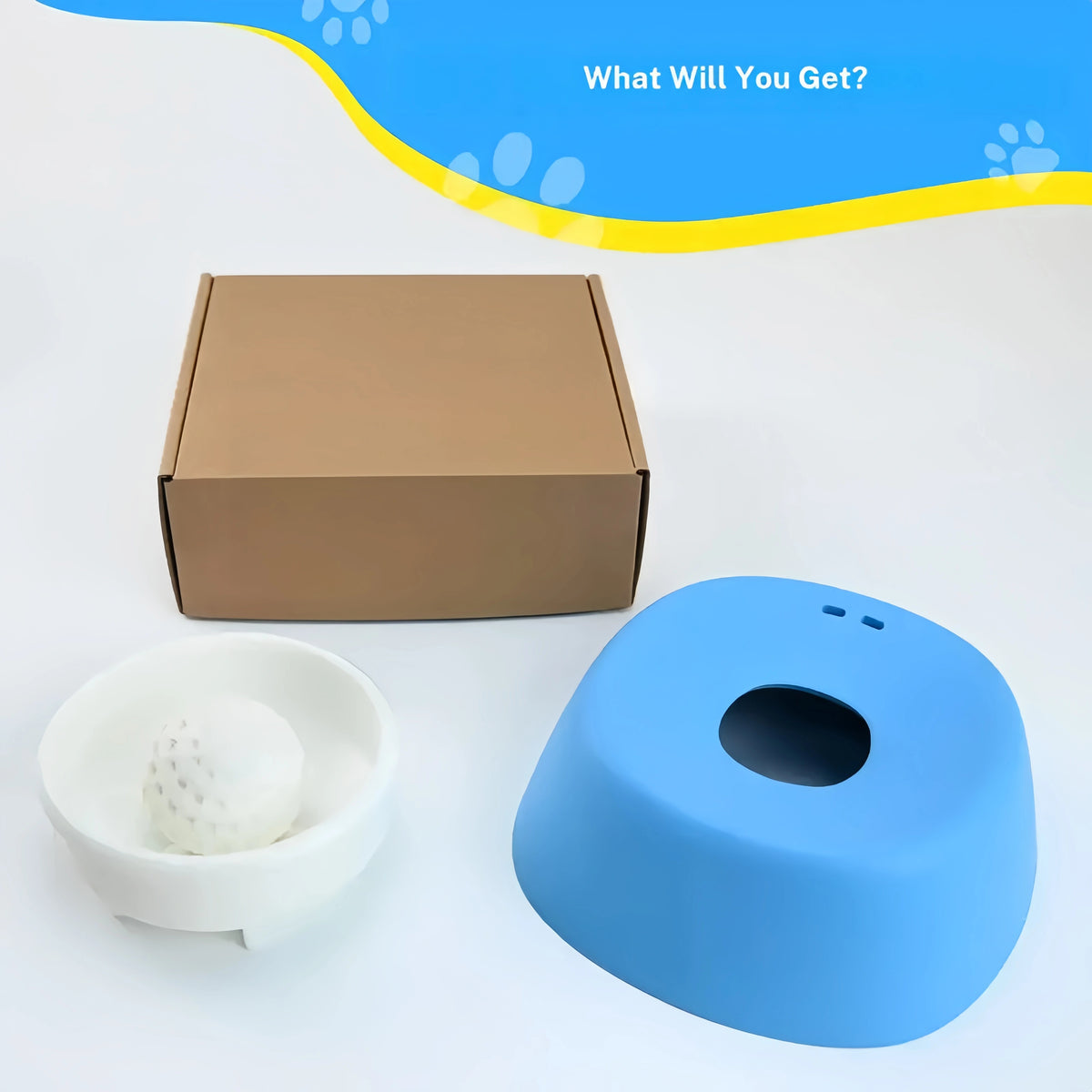 Built-in Rolling Ball Slow Feeder Dog Liquid Treat Bowl, Food Grade Portable Pet Water Snack Bowl