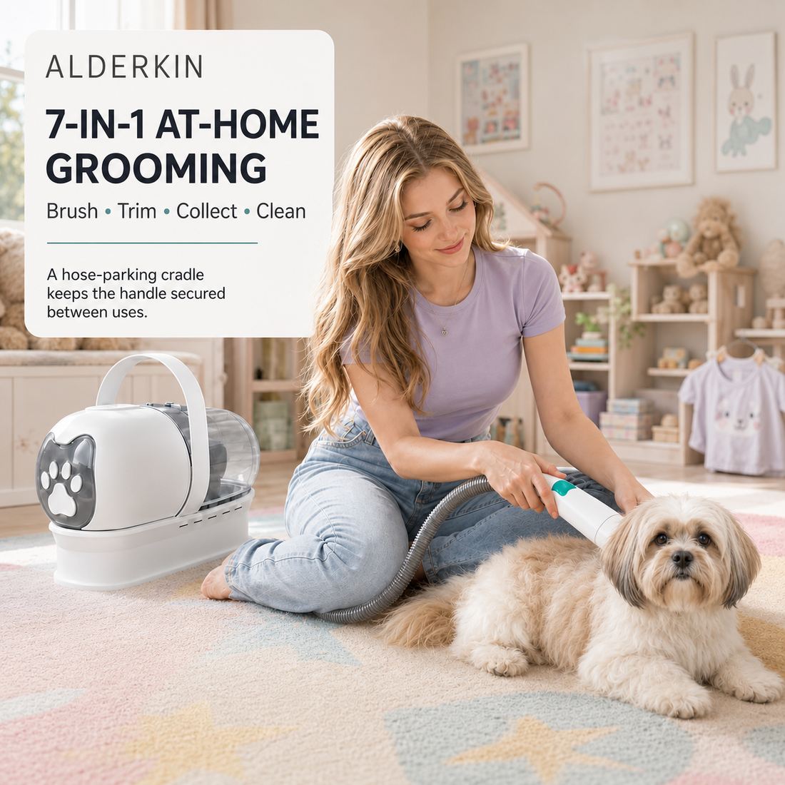LumiPaw 7-in-1 Pet Grooming Vacuum Kit with Hose Storage