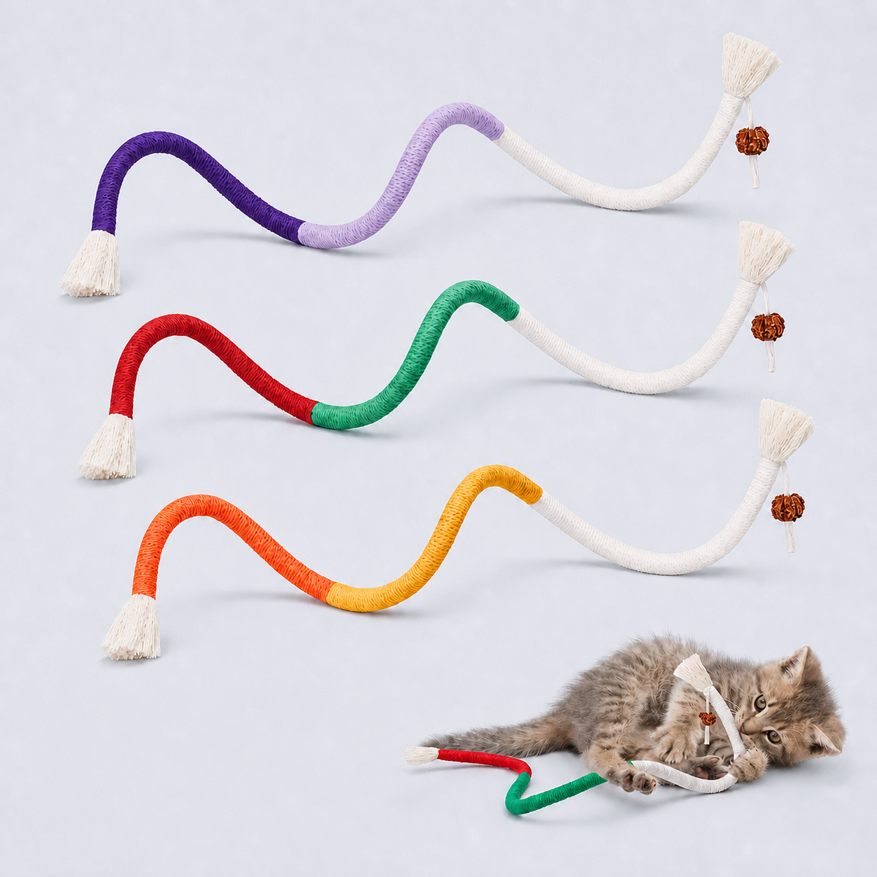 LumiPaw Cat Chew Rope Toys – 3-Pack, 2 Lengths