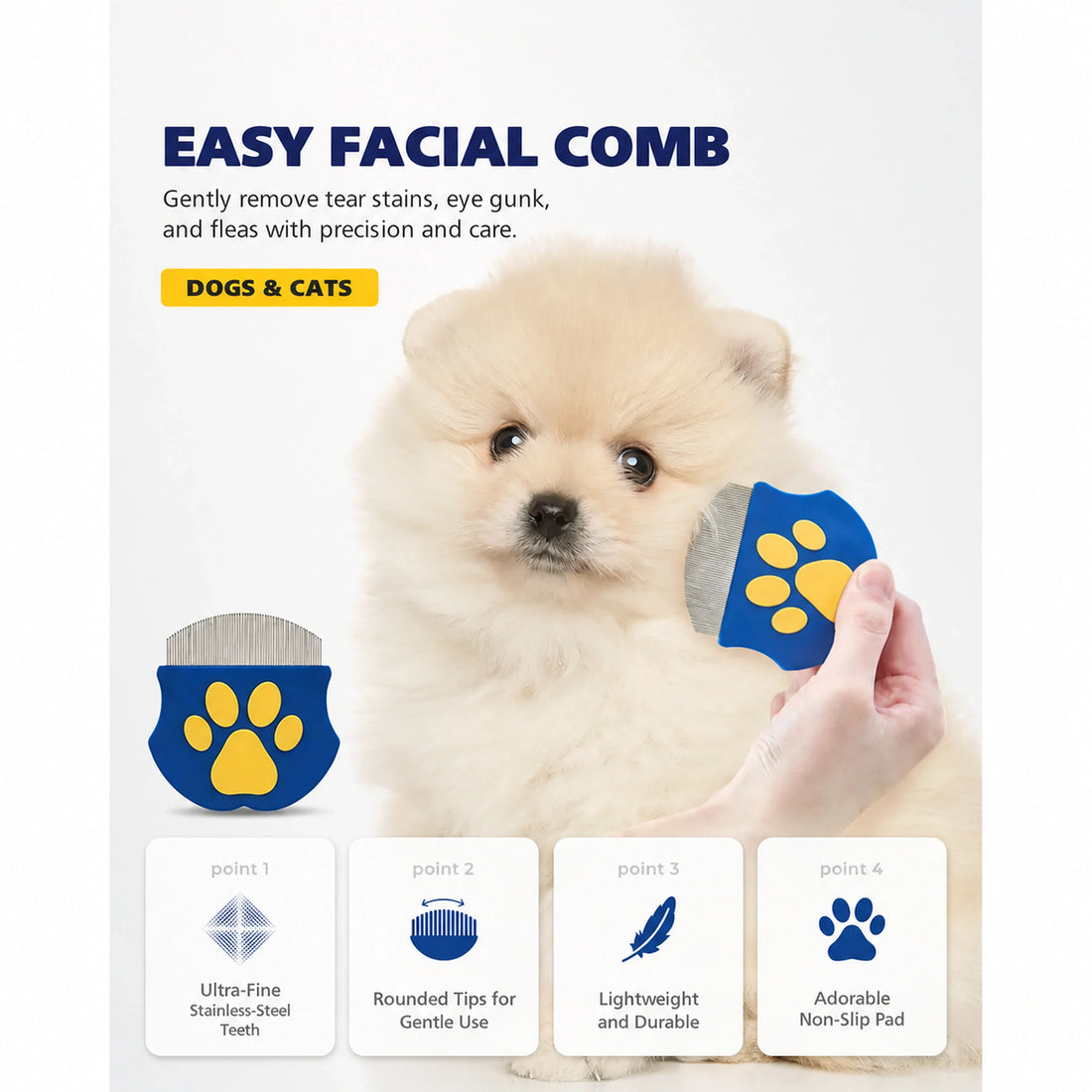 LumiPaw Gentle Facial Comb for Cats & Dogs