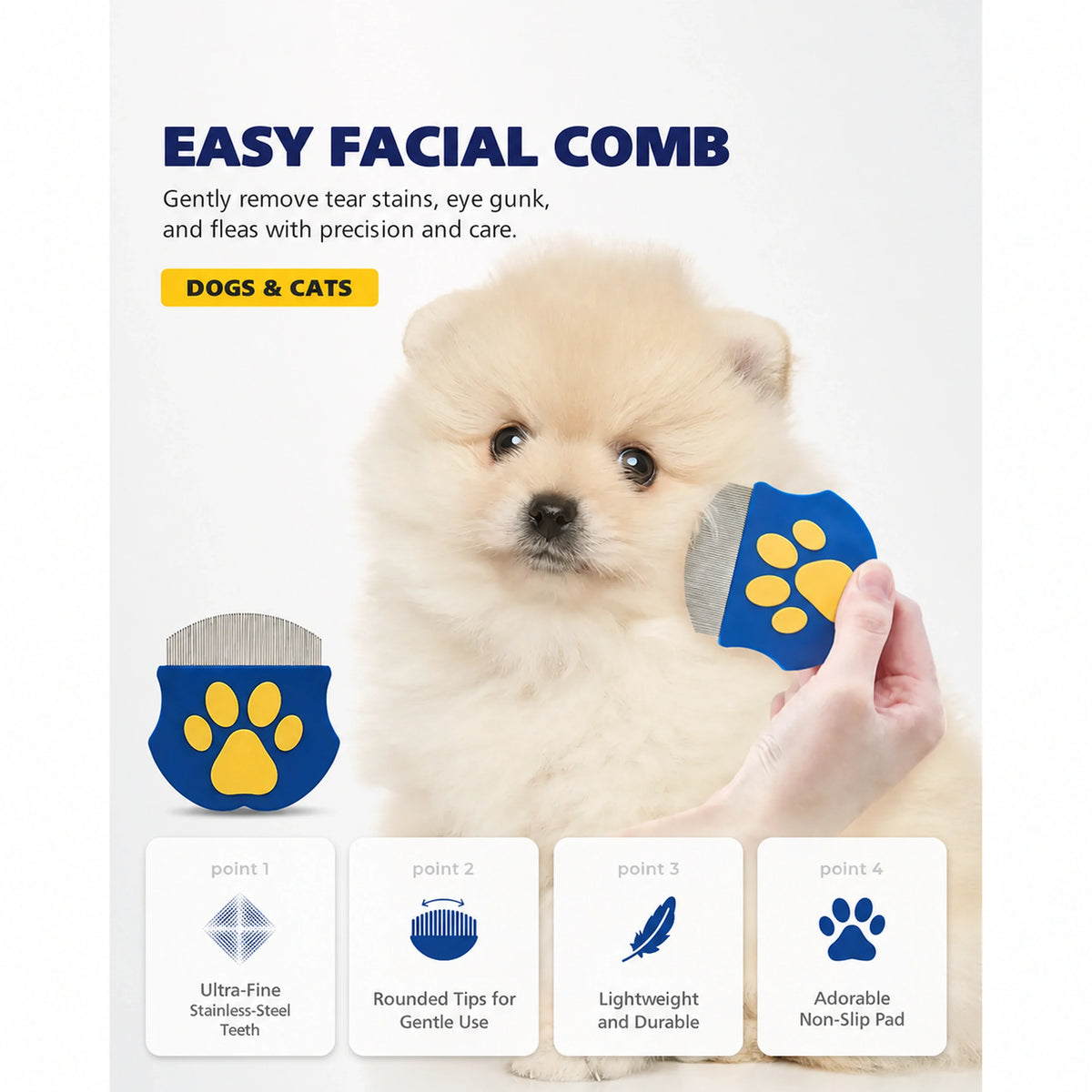 LumiPaw Gentle Facial Comb for Cats & Dogs