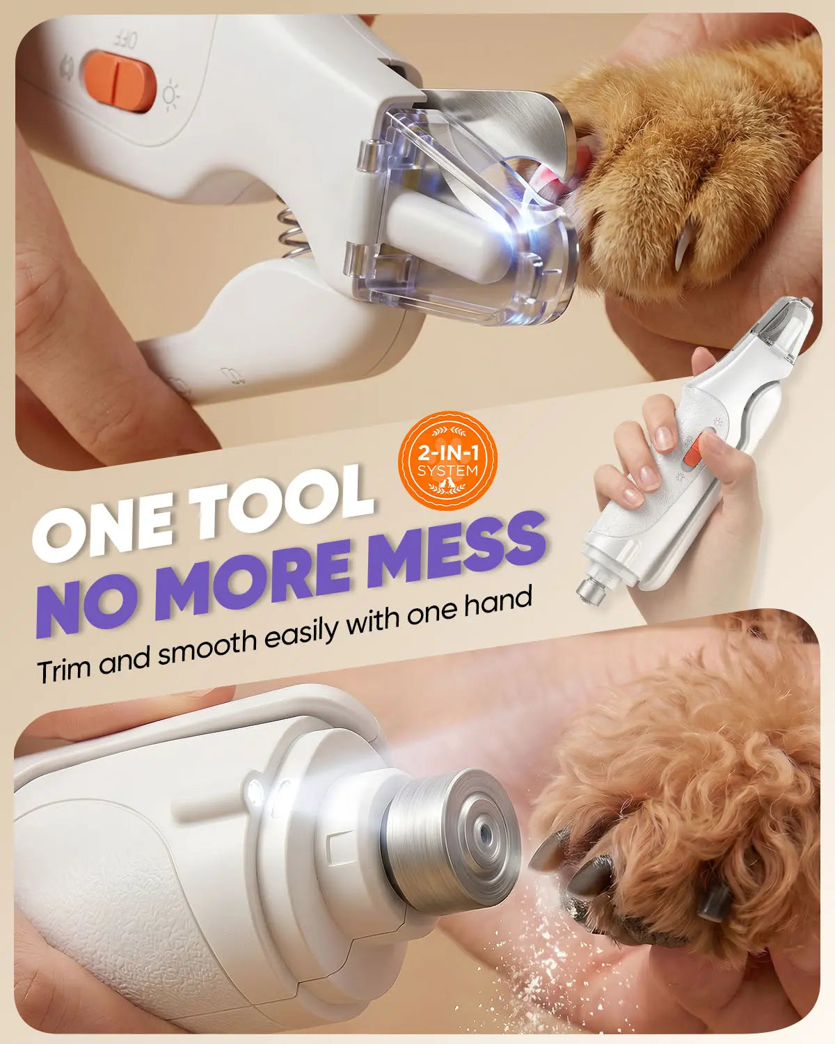 LumiPaw 2-in-1 Paw Trimmer & Pet Nail Grinder with LED