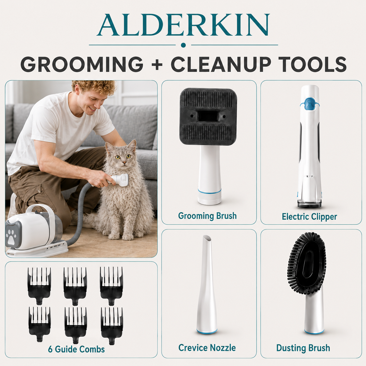 LumiPaw 7-in-1 Pet Grooming Vacuum Kit with Hose Storage