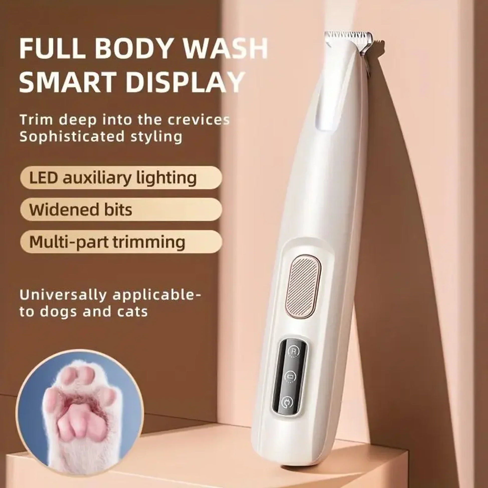 Rechargeable Pet Paw Trimmer with LED Light