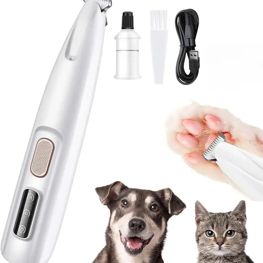 Rechargeable Pet Paw Trimmer with LED Light