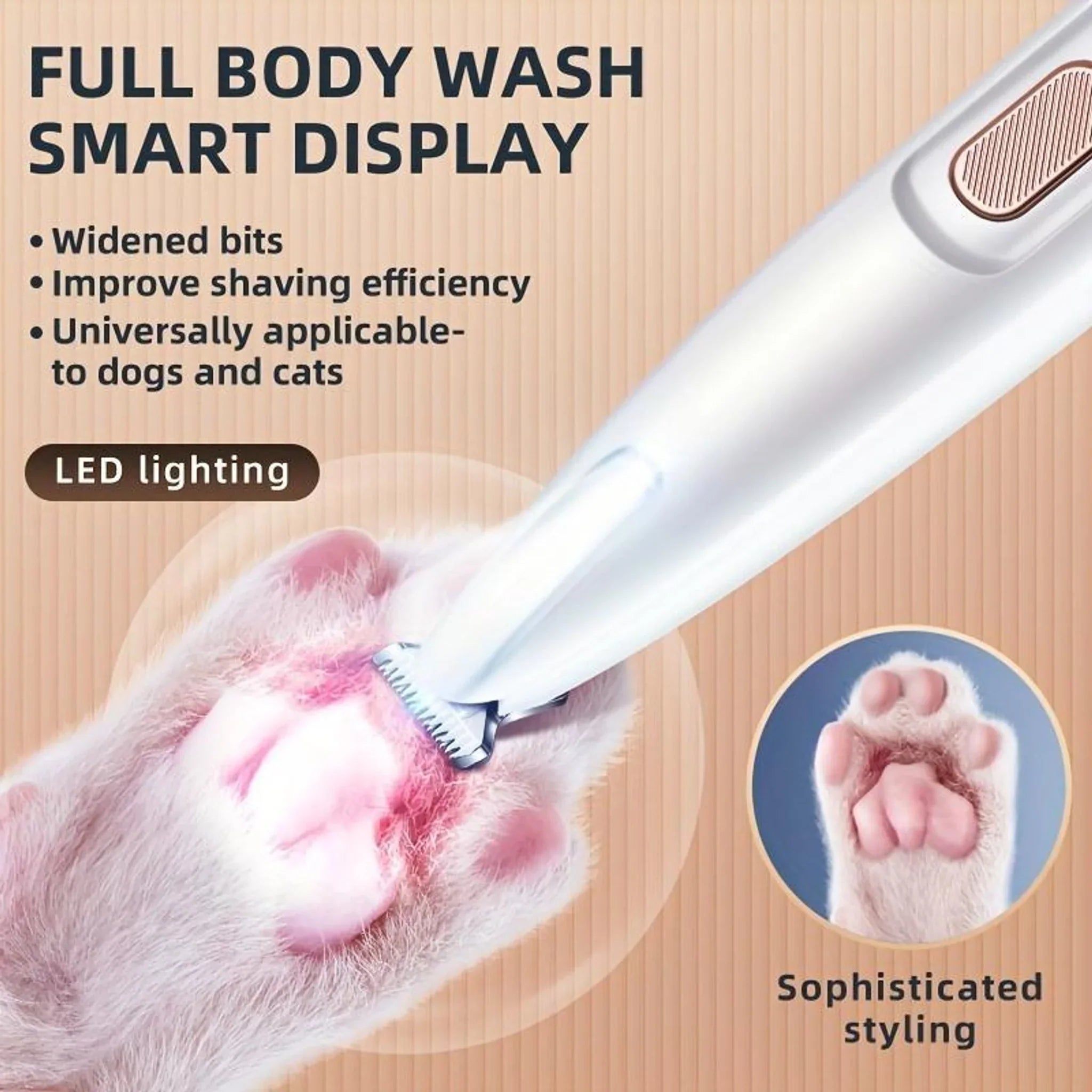 Rechargeable Pet Paw Trimmer with LED Light