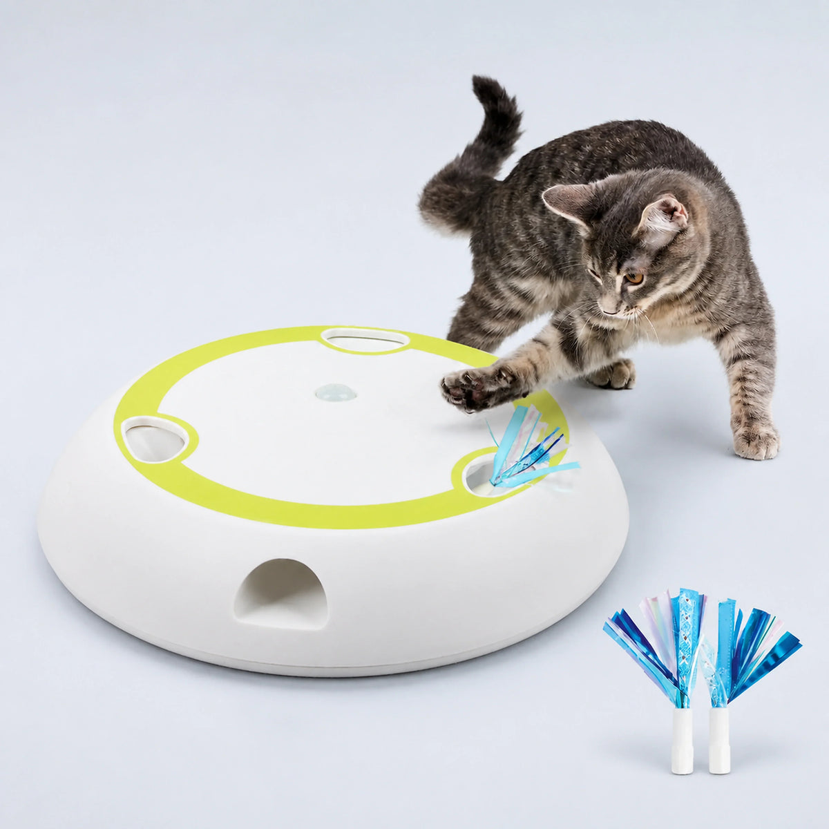 Automatic Pop-Up Feather Cat Toy with Rotating Track