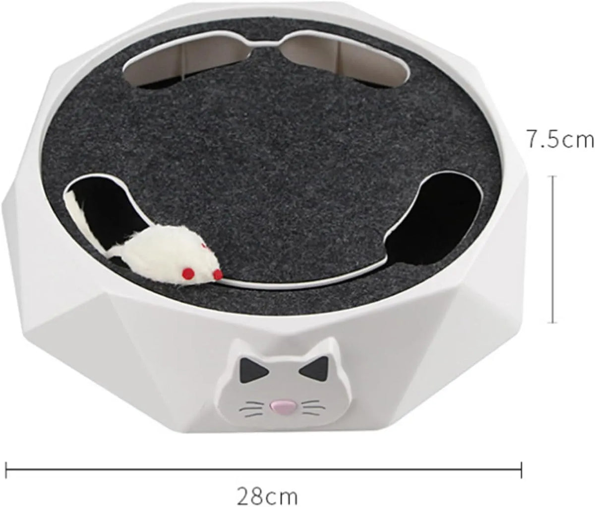 Interactive Rotating Mouse Track Cat Toy with Felt Scratcher