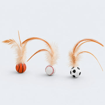 Bouncy Feather Sports Ball Toys for Indoor Cats