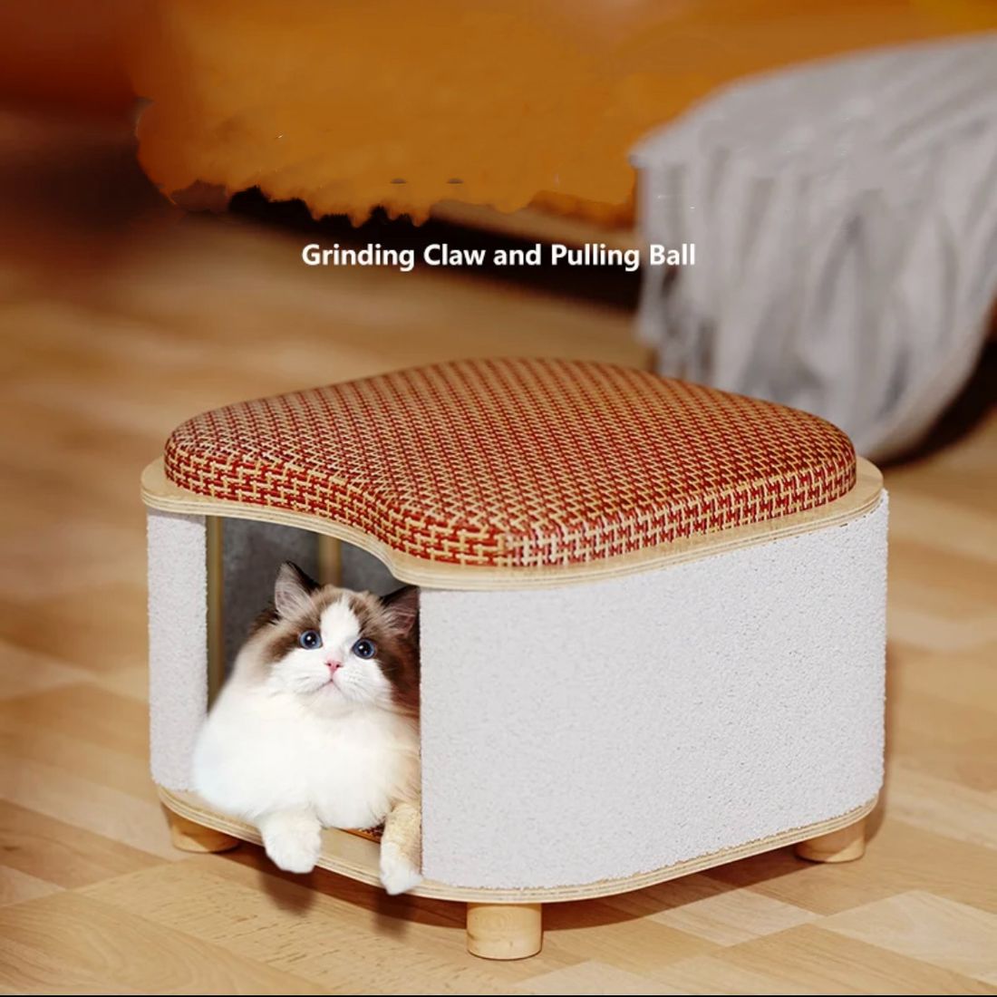 Two-Level Cat Nest Stool with Scratching Posts