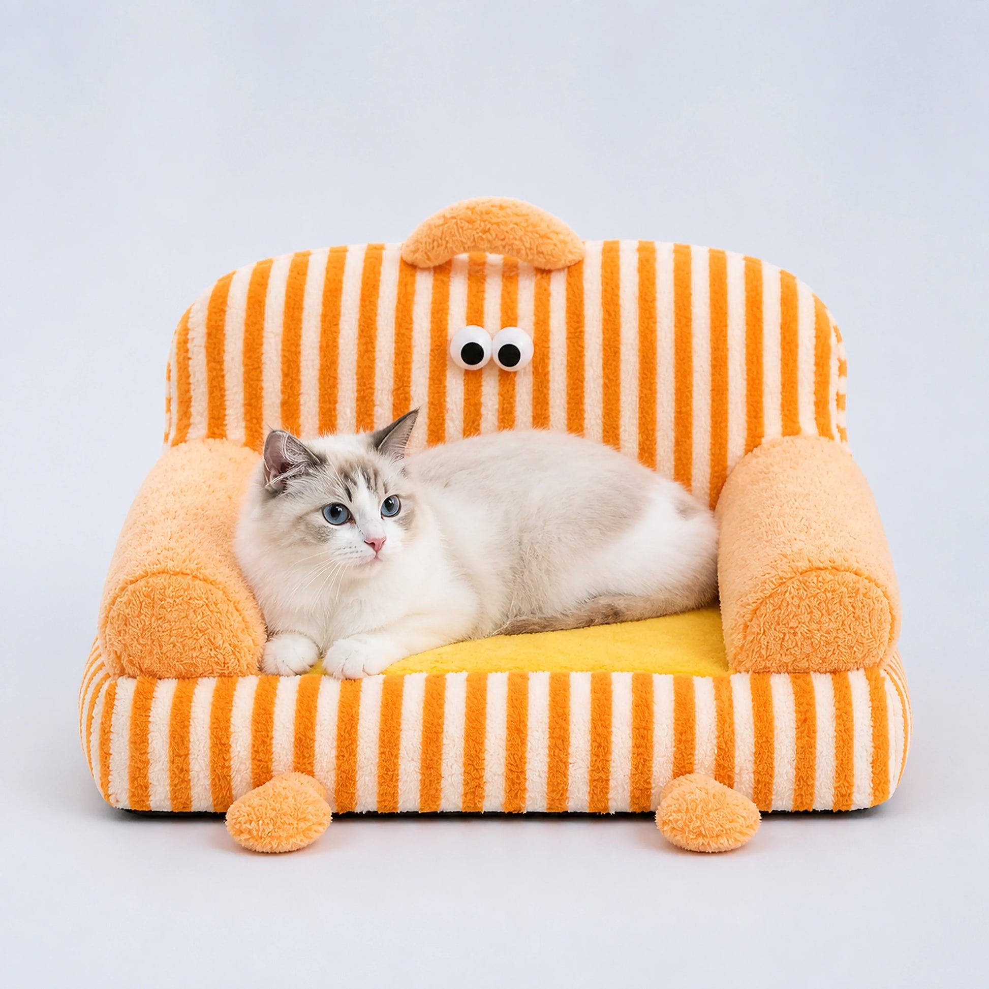 Cartoon Striped Pet Sofa Bed – 2 Colors, 3 Sizes