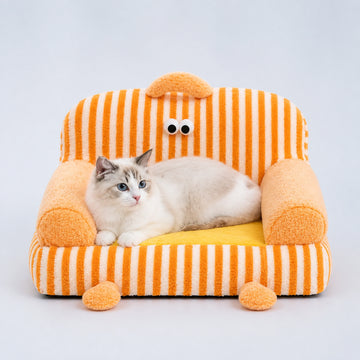 Cartoon Striped Pet Sofa Bed – 2 Colors, 3 Sizes