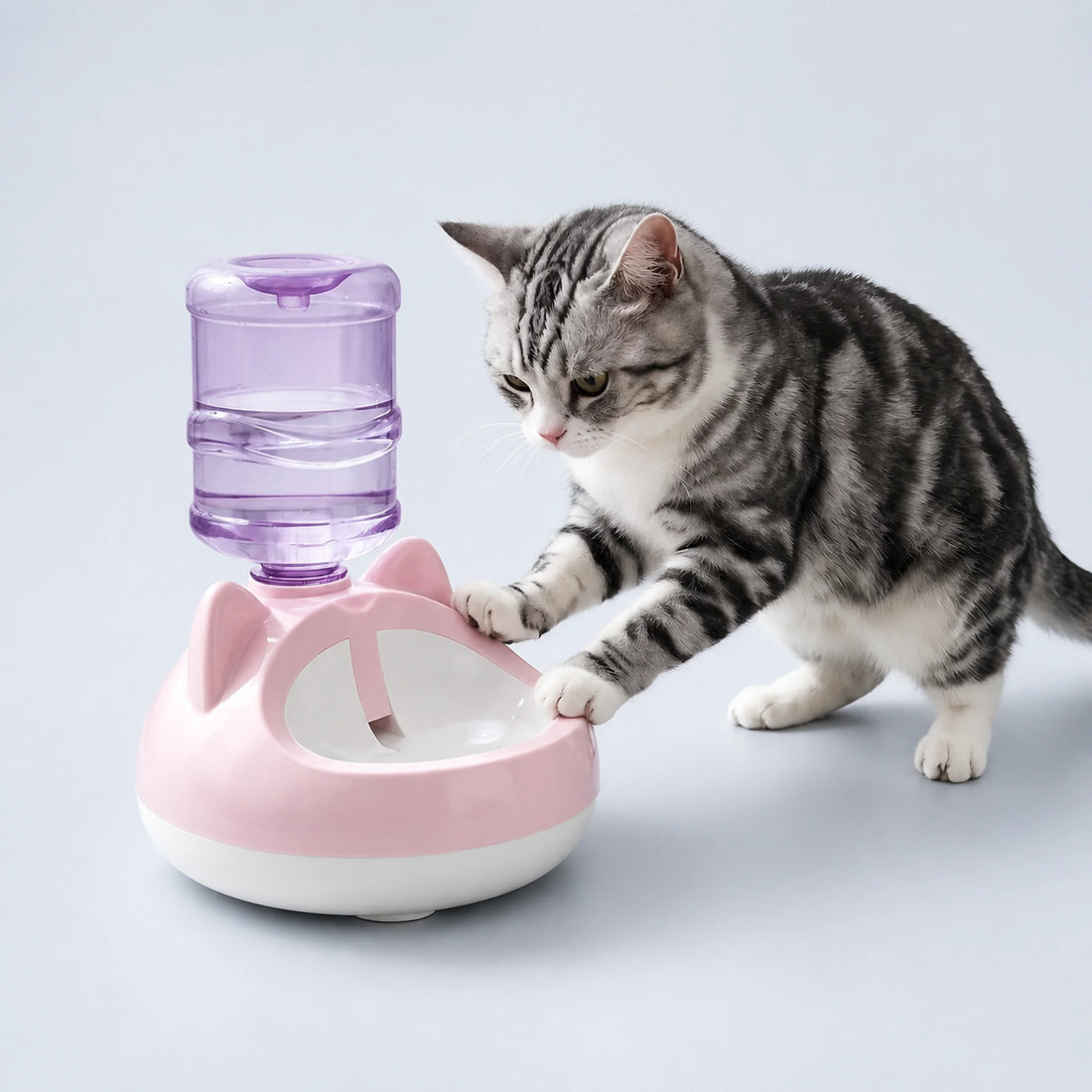 Cat-Ear Gravity Pet Water Dispenser with Weighted Base – 4 Colors