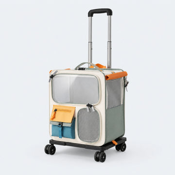 Collapsible Rolling Pet Carrier with Detachable Trolley