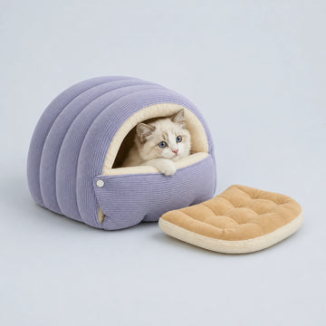 Corduroy Cat Cave Bed with Removable Cover – 3 Sizes