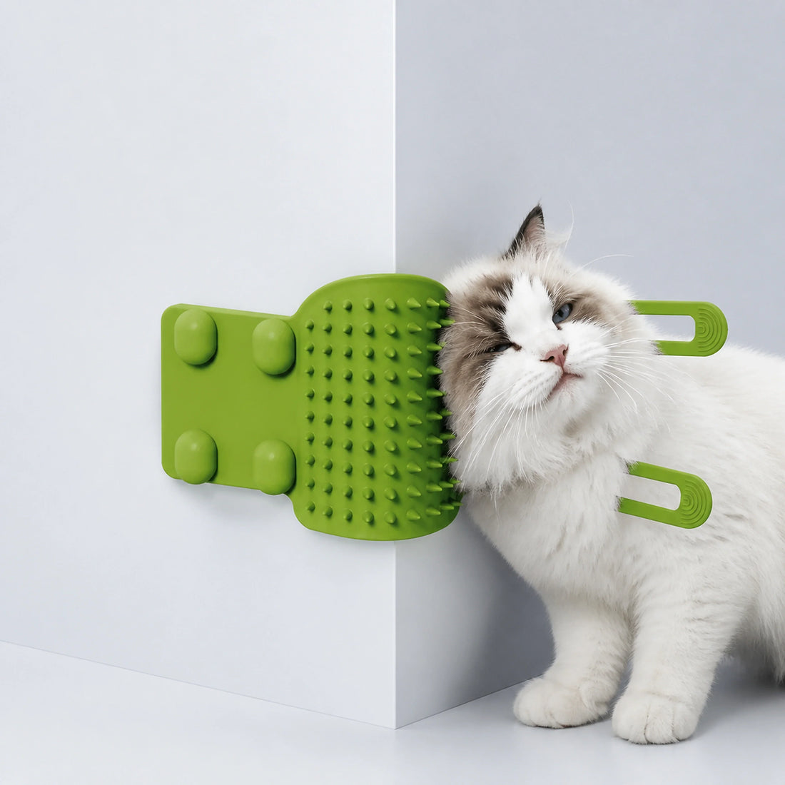 Corner-Mounted Cat Self-Grooming Brush