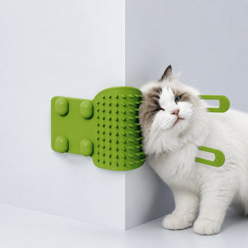 Corner-Mounted Cat Self-Grooming Brush