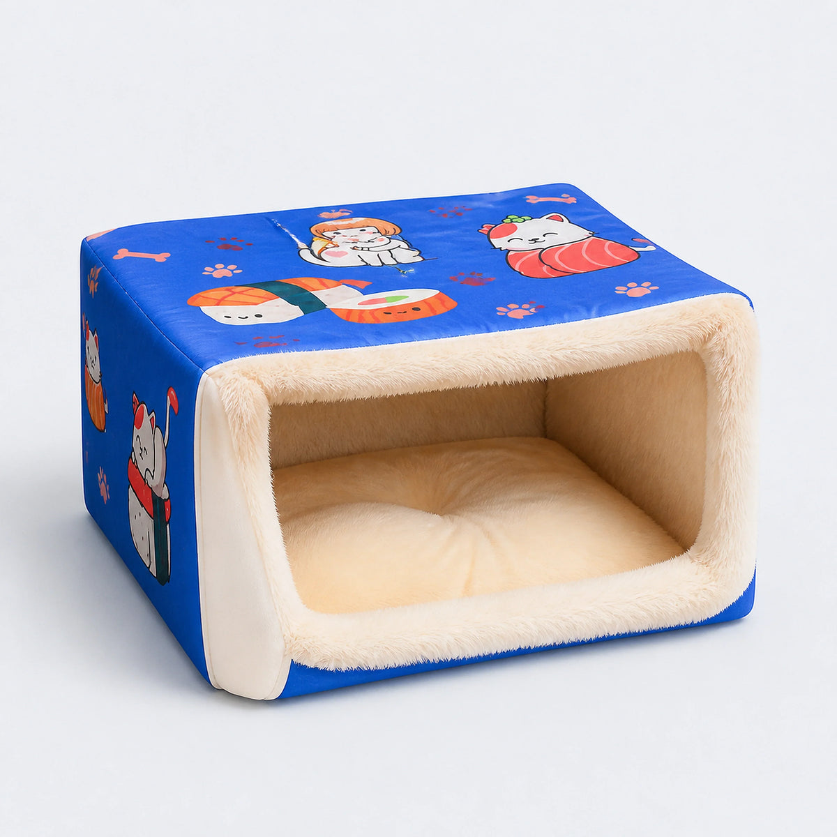 Covered Pet House Bed with Plush Interior – 2 Sizes, 2 Colors