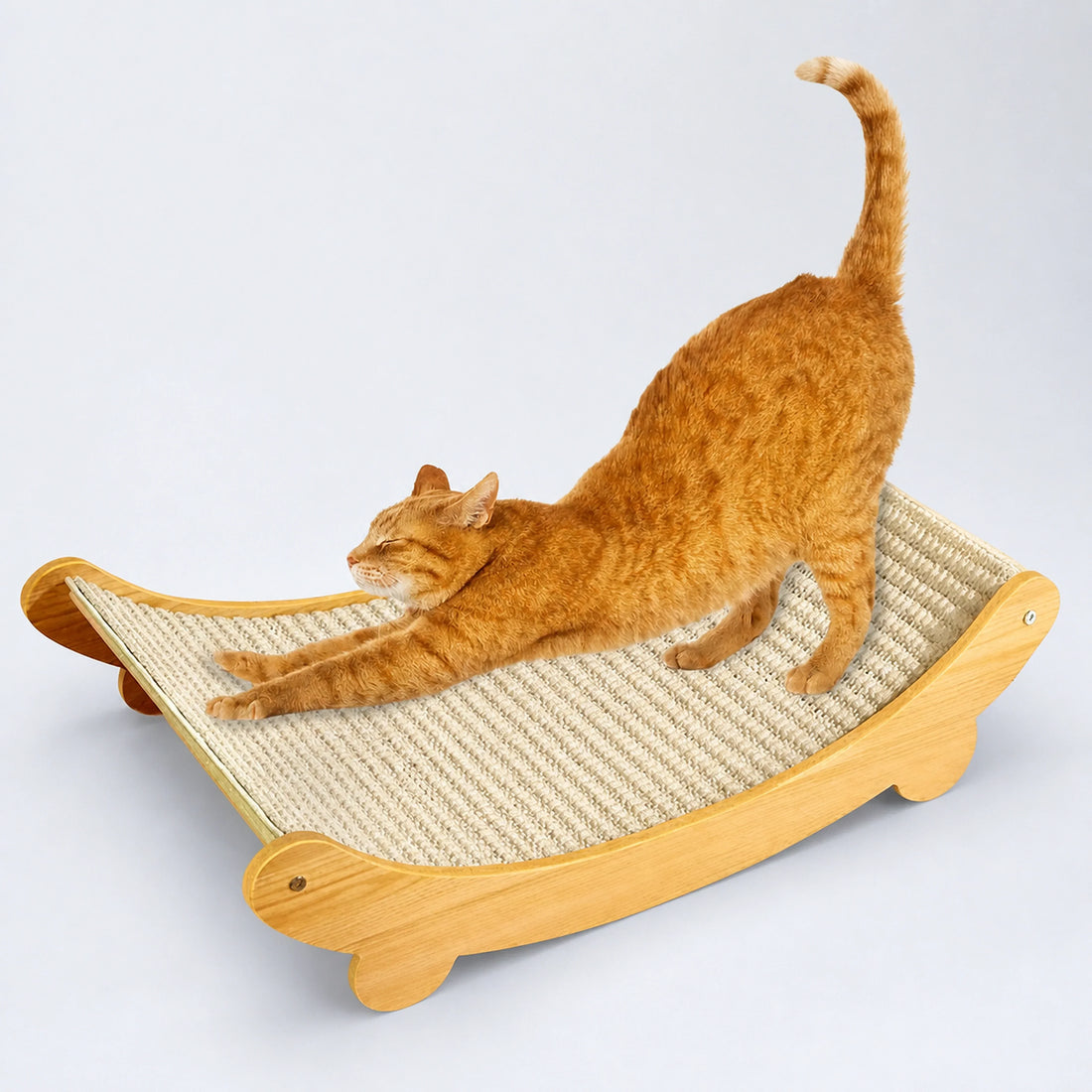 Curved Wooden Sisal Cat Hammock Scratcher