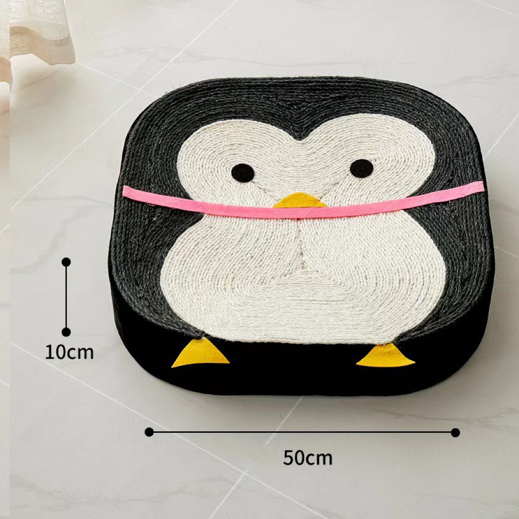 Plush Animal-Shaped Round Cat Scratcher Bed
