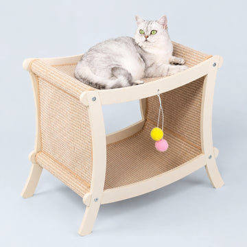 Double-Tier Cat Hammock & Scratcher with Hanging Toys – 2 Styles