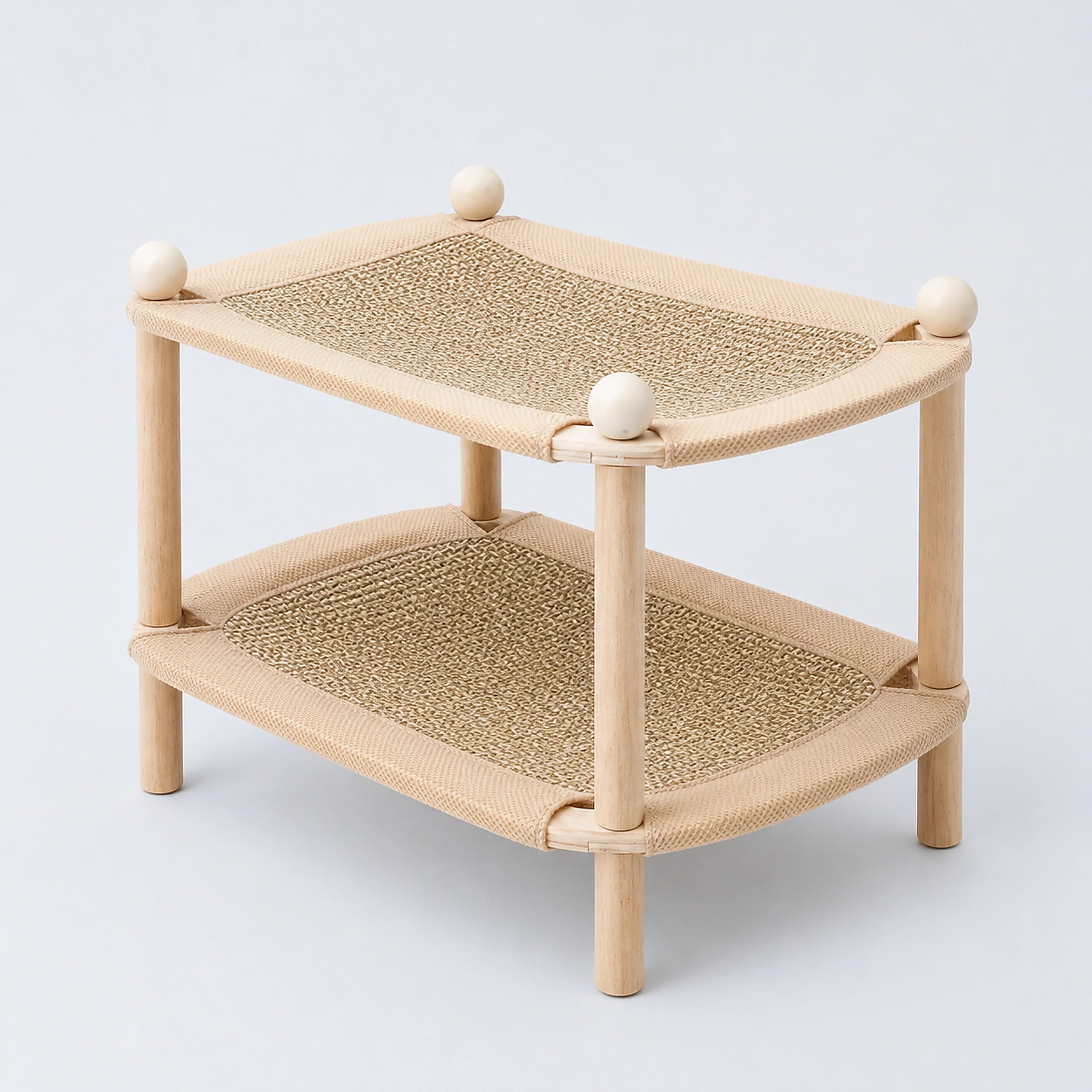 Double-Tier Wooden Cat Hammock Bed