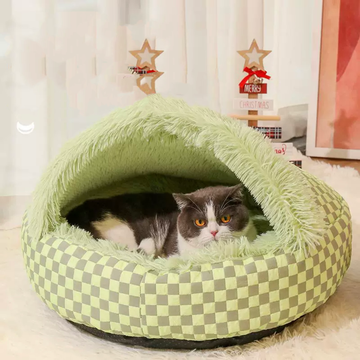 Convertible Plush Cave & Donut Pet Bed – 3 Colors, 2 Sizes