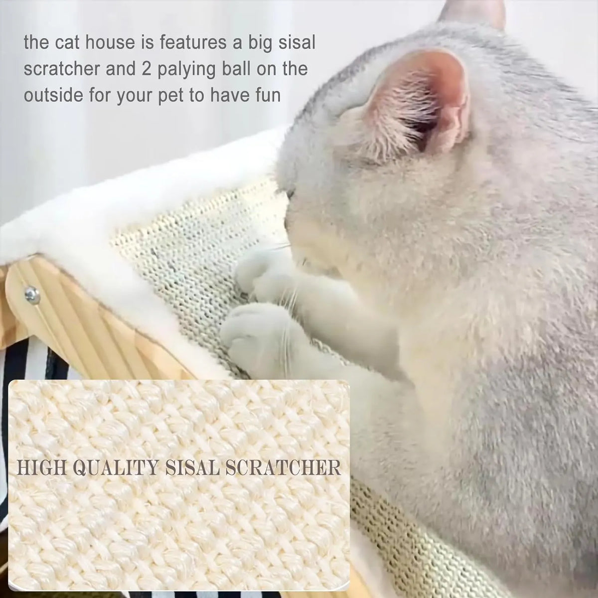 Tent-Shaped Cat House with Sisal Scratcher
