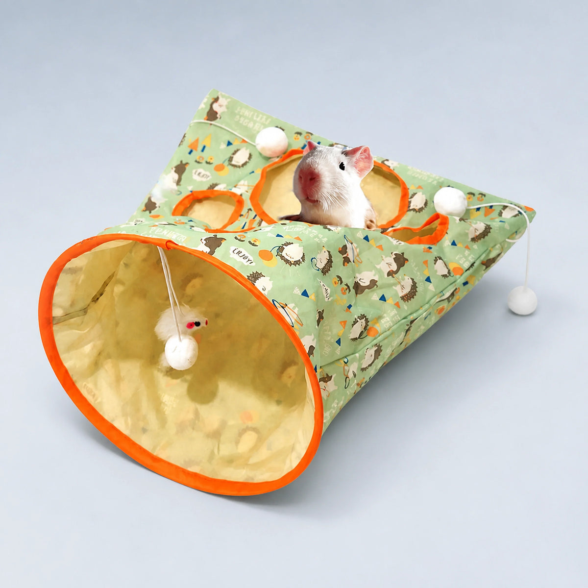 Foldable Cat Play Tunnel with Peek Holes & Hanging Toys