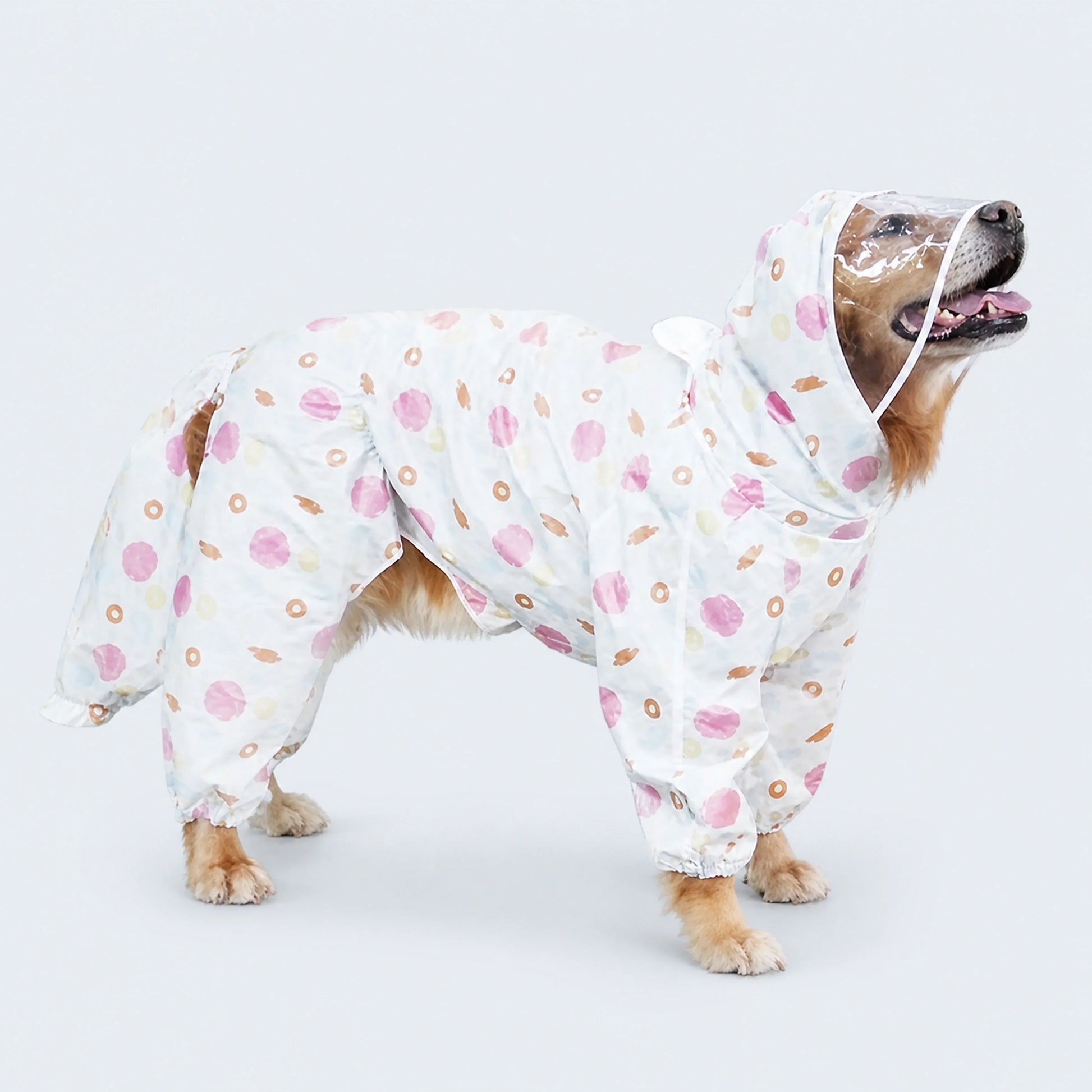 Full-Coverage Large Dog Raincoat with Clear-Brim Hood