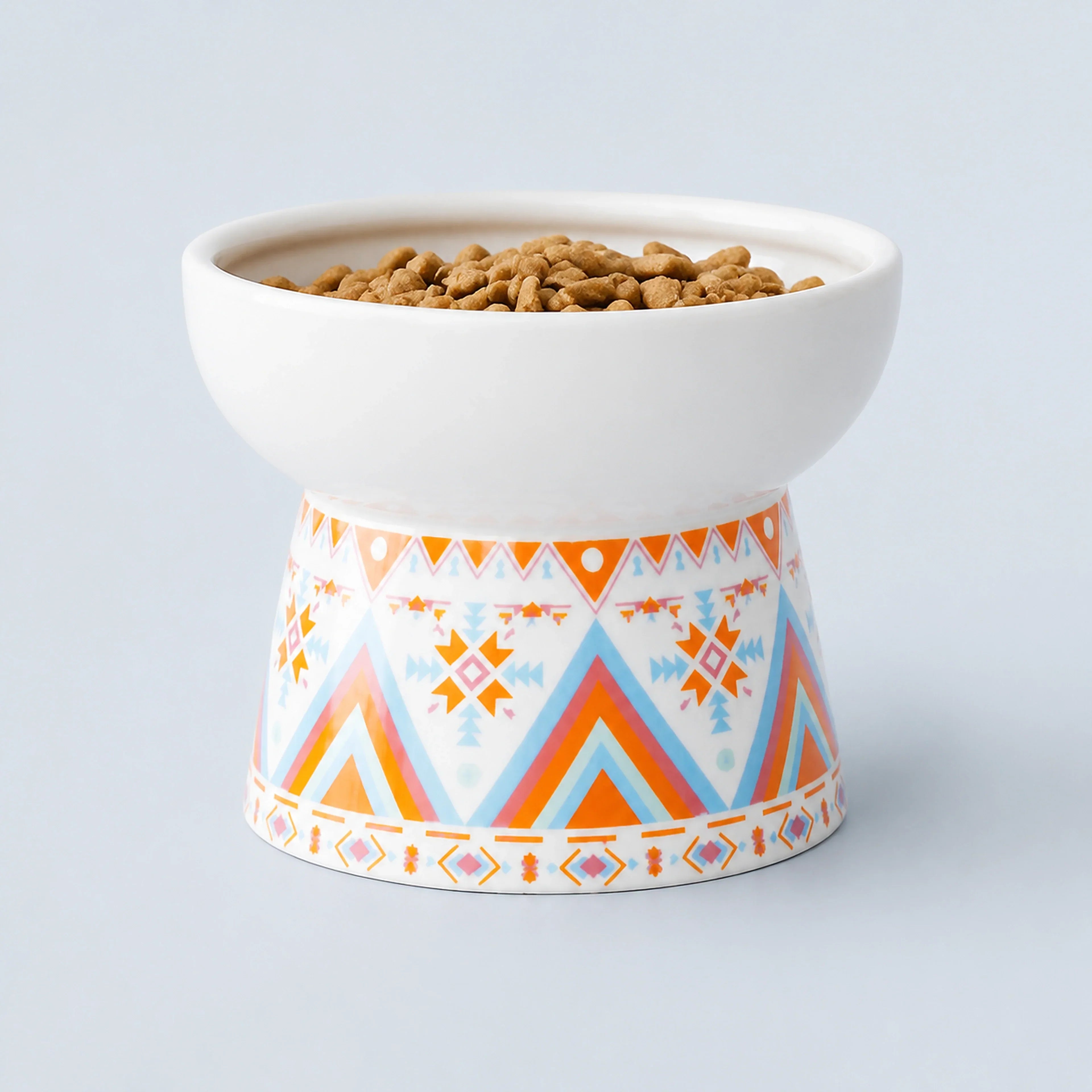 Geometric Pattern Raised Ceramic Cat Bowl – 9 Designs