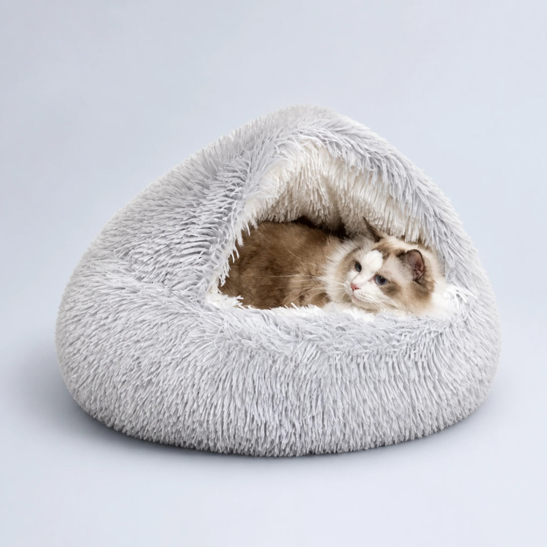 Hooded Round Calming Cave Bed for Cats & Dogs