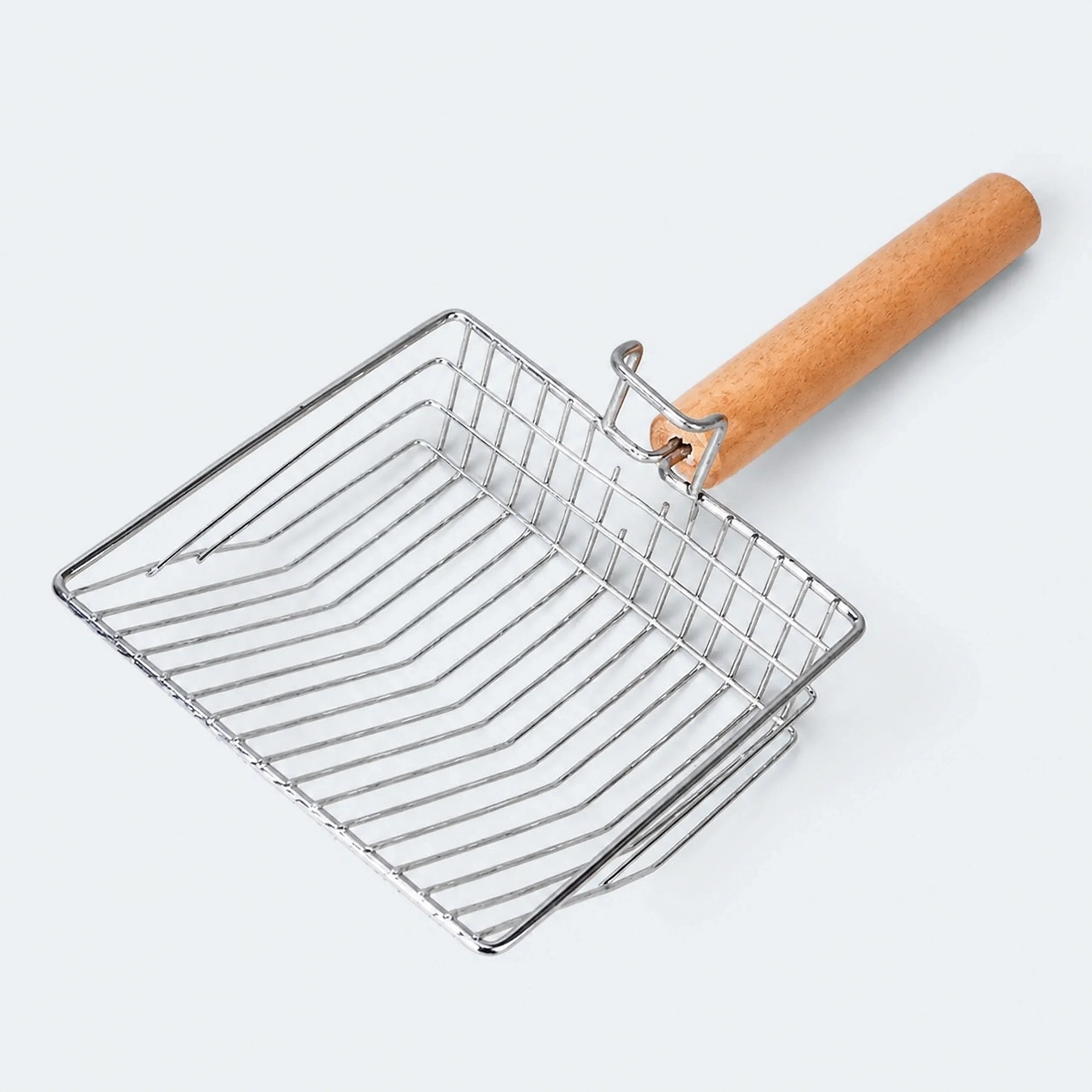 Large Wire Cat Litter Scoop with Wooden Handle – Color & Bag Options