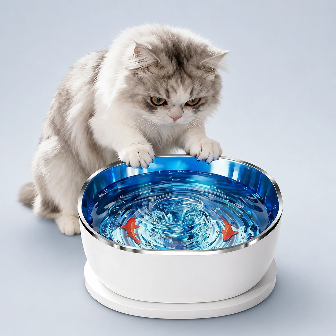 Magnetic-Drive Cat Water Fountain with Stainless Steel Bowl