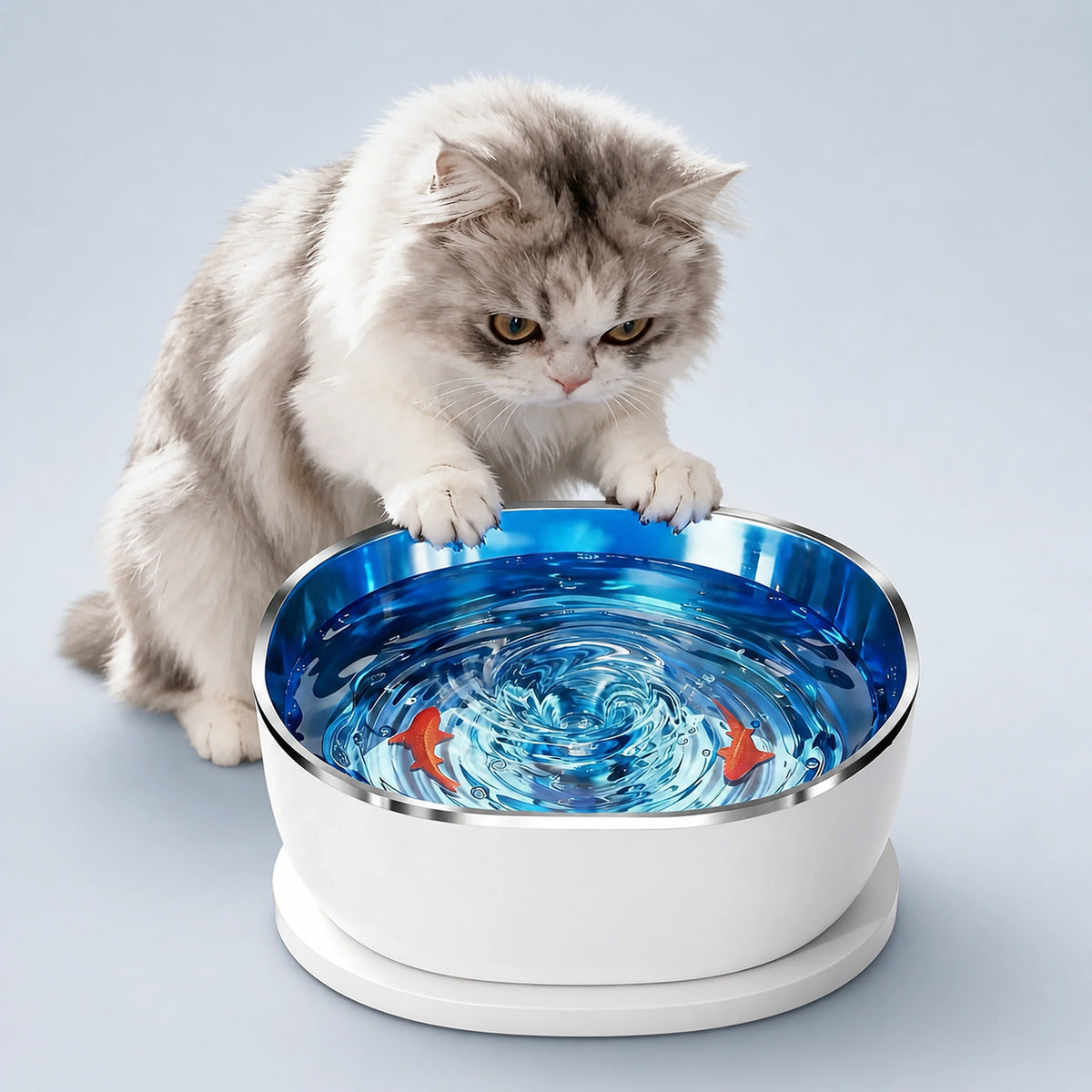 Magnetic-Drive Cat Water Fountain with Stainless Steel Bowl