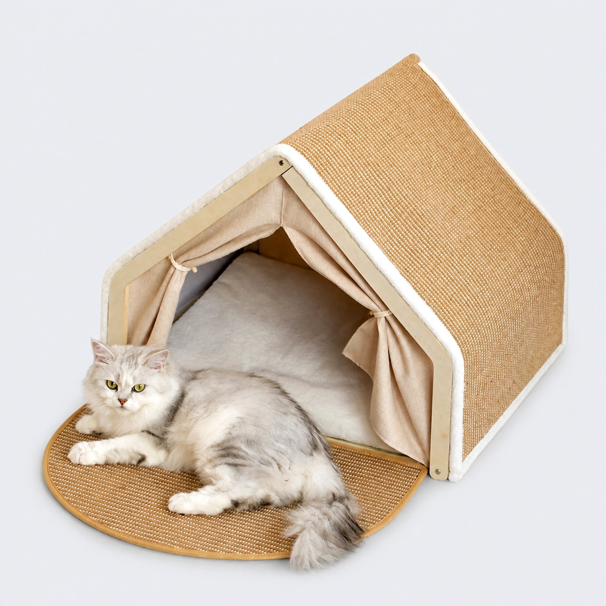 Modular Wooden Cat Scratcher House & Pads – L or XL