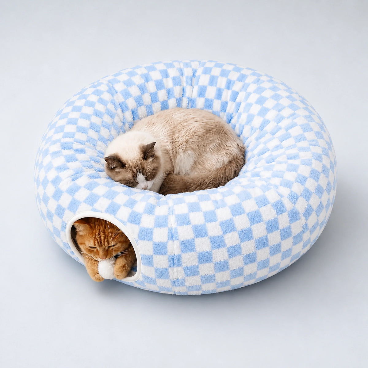 Plush Donut Cat Tunnel Bed – 4 Colors