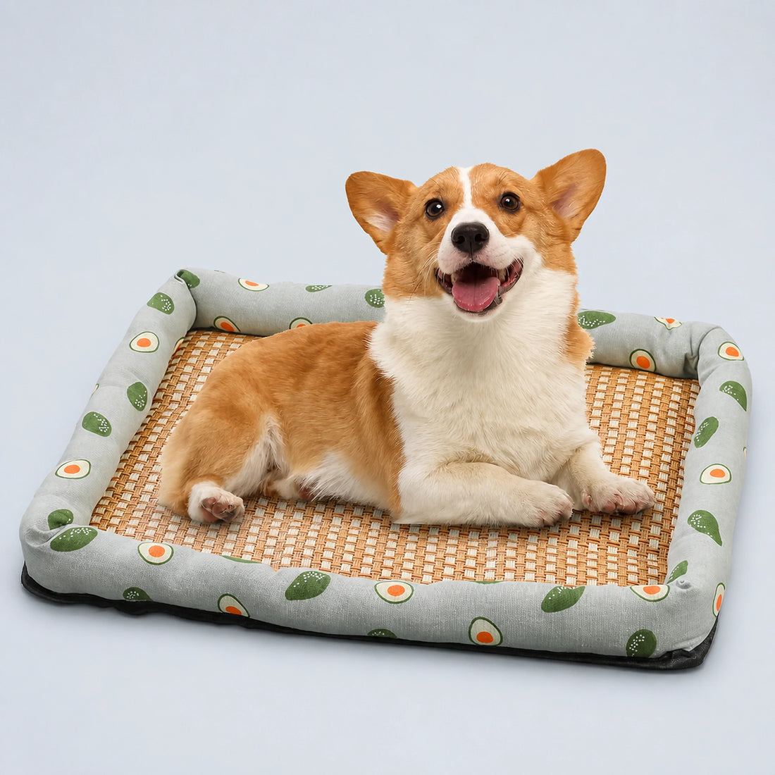 Rattan-Weave Pet Cooling Mat with Bolster – 5 Styles, 5 Sizes