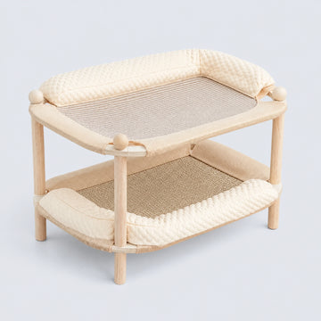 Rectangular Wooden Cat Bed with Cooling or Hemp Mat