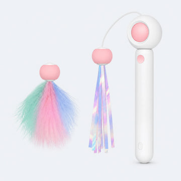 Retractable Cat Teaser Wand with 2 Attachments
