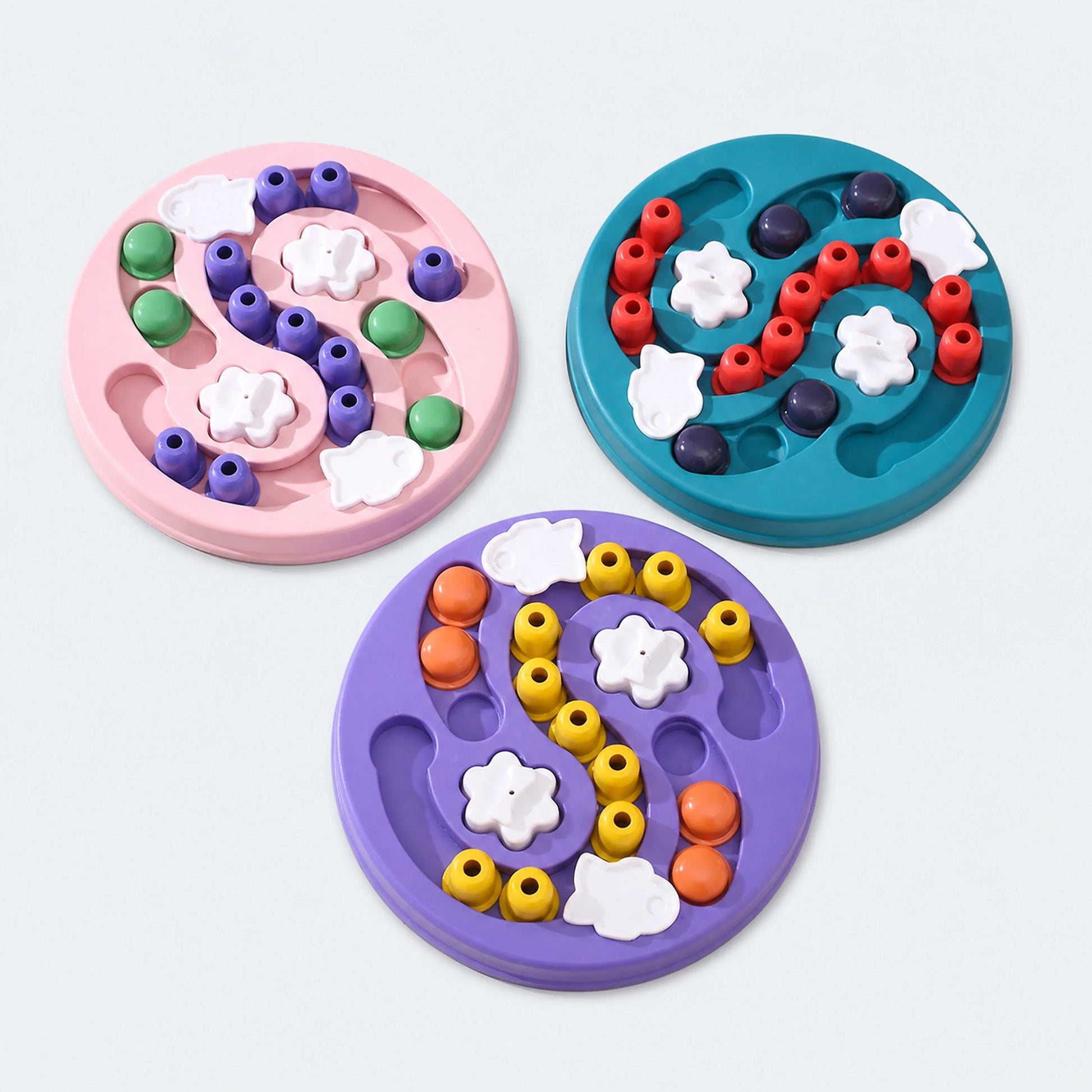 Round Multi-Level Pet Treat Puzzle – 3 Colors