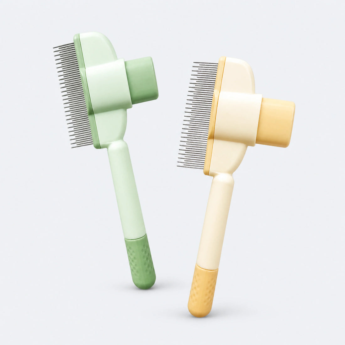 Self-Cleaning Fine-Pin Pet Grooming Brush – Single or 2-Piece Set